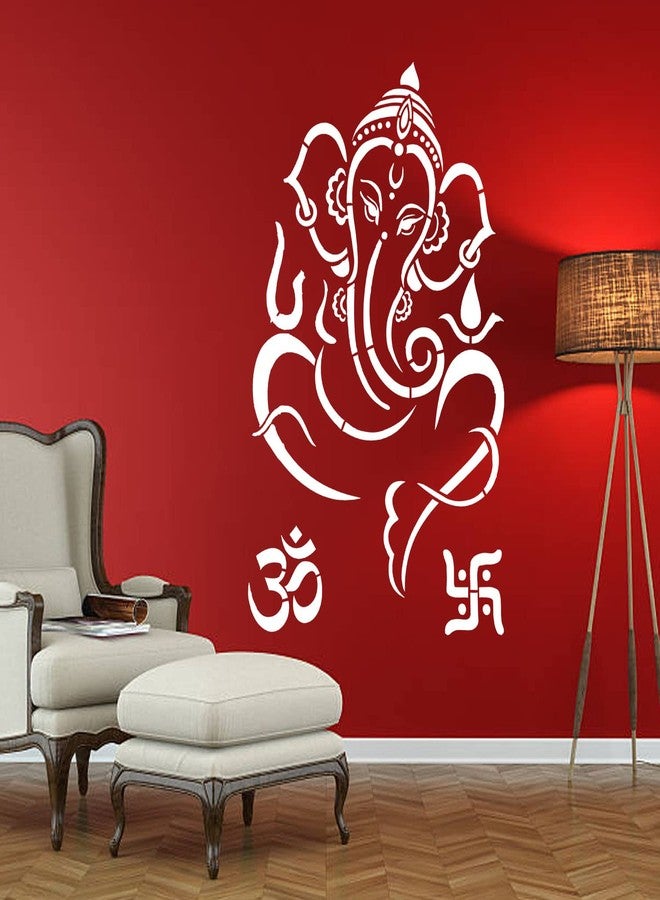 ARandNJ قوالب رسم جدارية من ARandNJ (مقاس 24 × 40 بوصة) - تصميم ديني - أوم غانيشا - تصميم قابل لإعادة الاستخدام - مثالي لغرفة الصلاة والمدخل والمكتب - Image 1